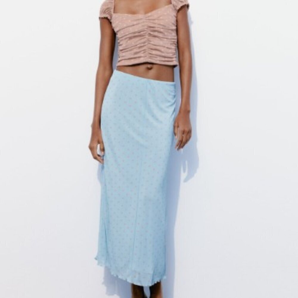 ZARA PRINTED TULLE SKIRT SIZE L 4661/405/403